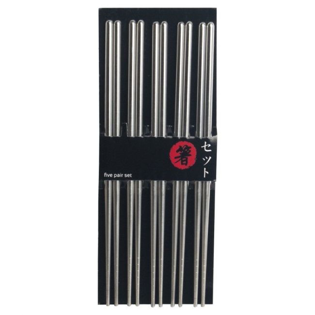 Pauzinhos de aço inoxidável 24 cm 5 pares