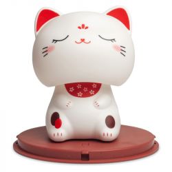 Figura solar: Gato de sorte branca "olhos fechados" 10cm
