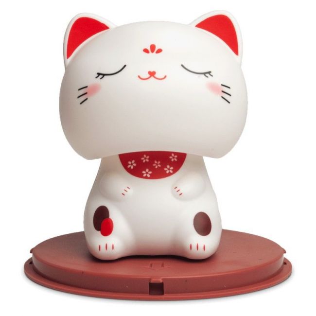 Figura solar: Gato de sorte branca "olhos fechados" 10cm