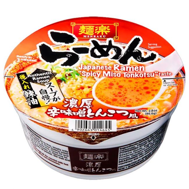 Xícara de ramen miso menraku tonkotsu picante (HIKARI) 76,7g