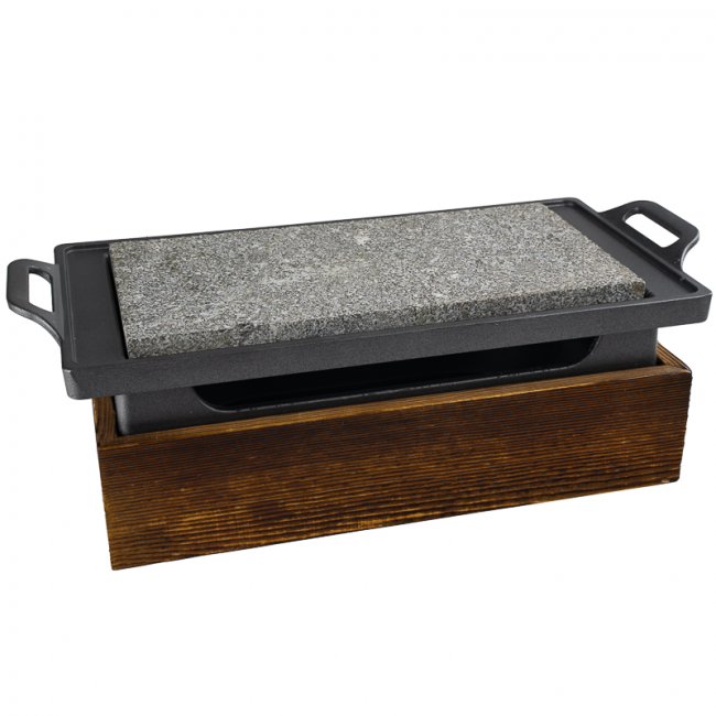 Placa de pedra com alças retangulares.29x15cm.
