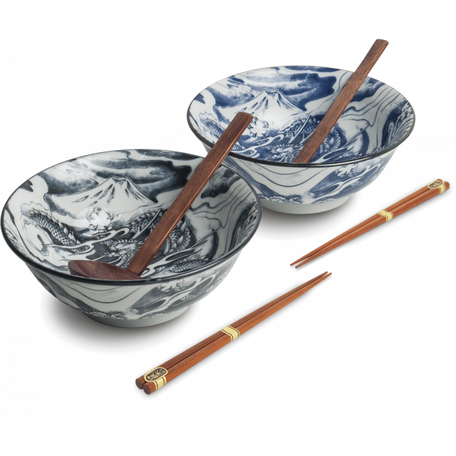 SET 2 CUENCOS 21cm PORC+2 PALILLOS+2 "Dragon" KEYS"