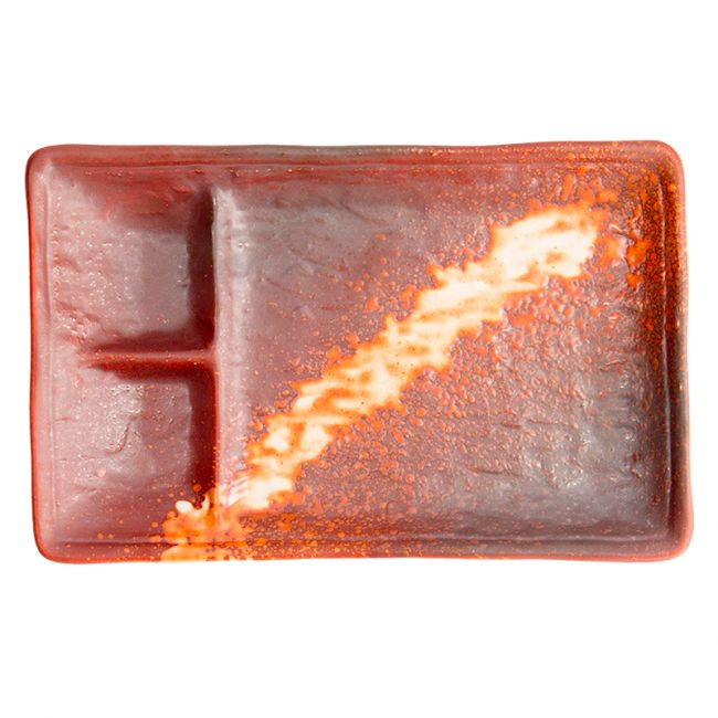 PLAT.RECT.DIV.21x13,5CM PORC."chocolate"
