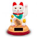 Figura solar: Gato da sorte branco 8cm