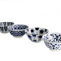 SET 4 CUENCOS 15x7CM.  PORC. "azules"