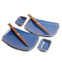 CONJUNTO 2 pratos, 2 molheiras e pauzinhos "azuis"