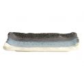 Prato retangular 22x13cm.Modelo: "Preto-Azul-Branco"
