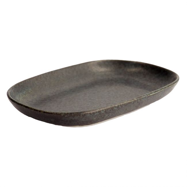 Placa oval 19x13cm porcelana "Onyx Noir"