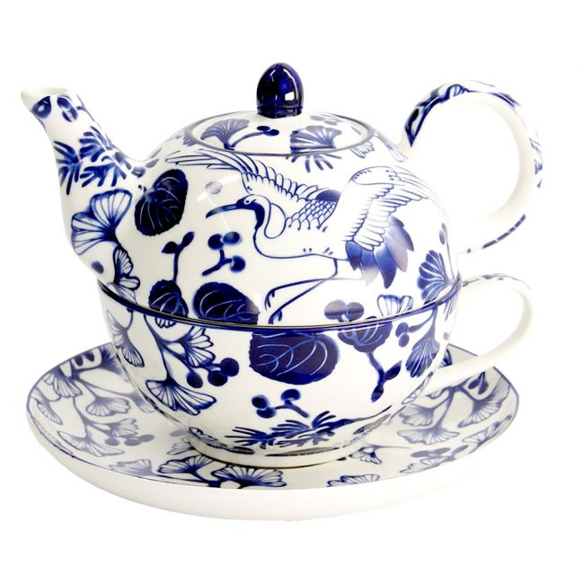 Conjunto de chá, copo e placa de porcelana "Flora Japonica"