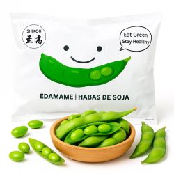 Edamame cozido com casca...
