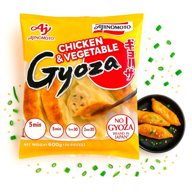 Gyoza de legumes e frango (AJINOMOTO). Pacote de 30 pcs 600g