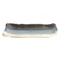 Prato retangular 22x13cm.Modelo: "Preto-Azul-Branco"