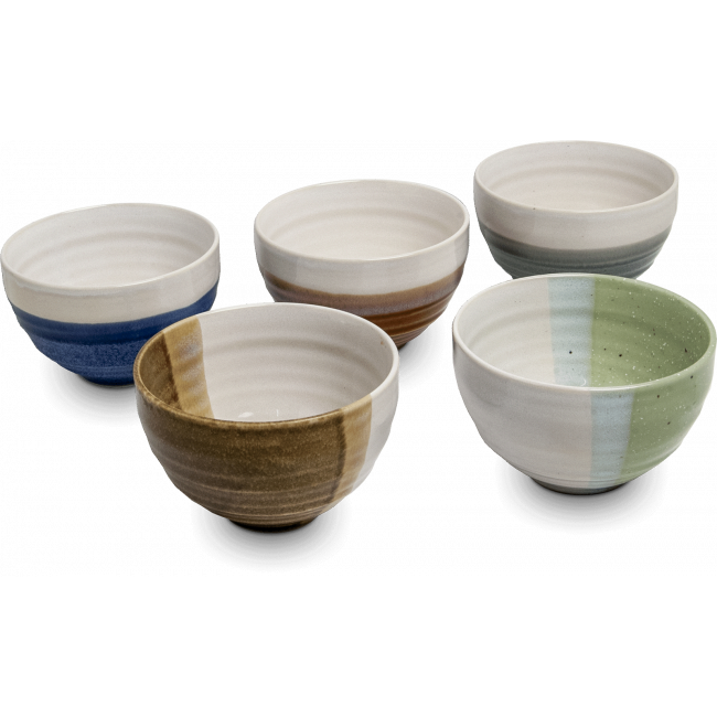 SET 5 porcelana CUENCOS. "Zen.. 11X7CM
