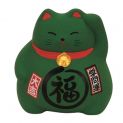 Gato 9cm.Cor "Verde".Mealheiro.Boa sorte nos estudos