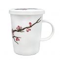 Taza com filtro e tampa. Modelo: "White-sakura"