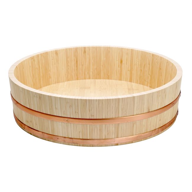 Hangiri de bambu para sushi 52x14cm - cobre aro