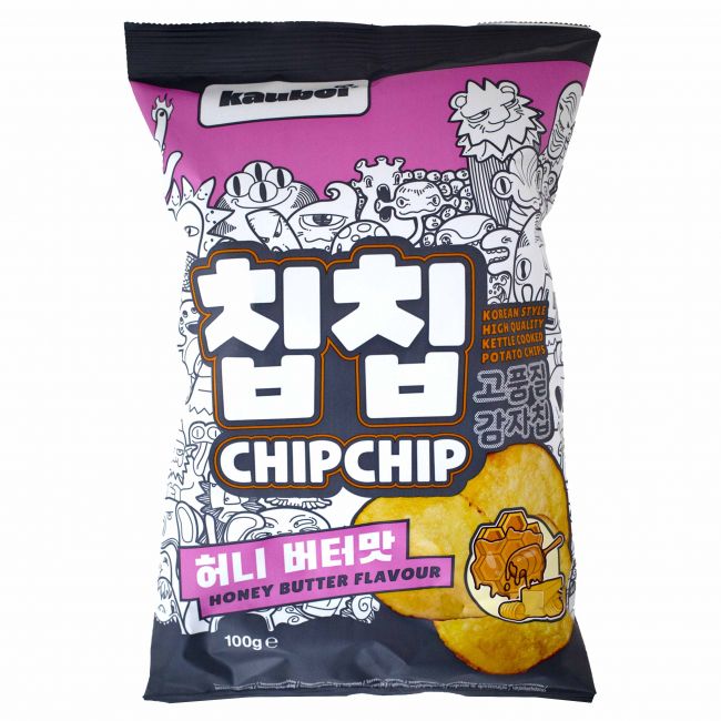 Chips cozidos mão sabor de manteiga de mel (kauboi) 100g