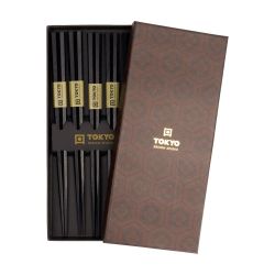 Palillos negros hexagonales Set x5 pares