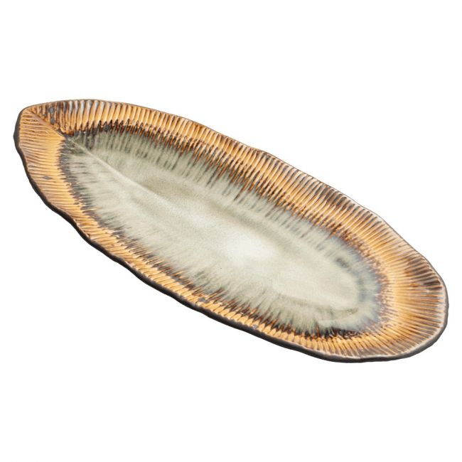 Placa retangular 33x13.5cm. Porcelana "folha"