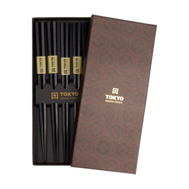 Sticks pretos hexagonais definir x5 pares