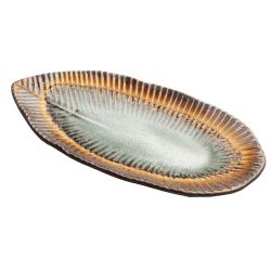 Placa retangular 21,5x10.5cm. Porcelana "folha"