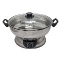 Pote para fondue elétrica 2 divisões. Medidas. 30cm