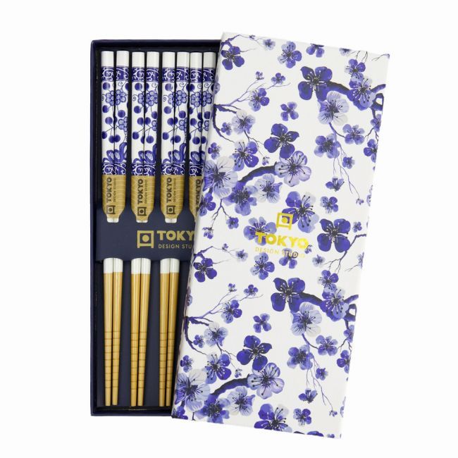 Stick set x5 pares "caixa de flor azul"