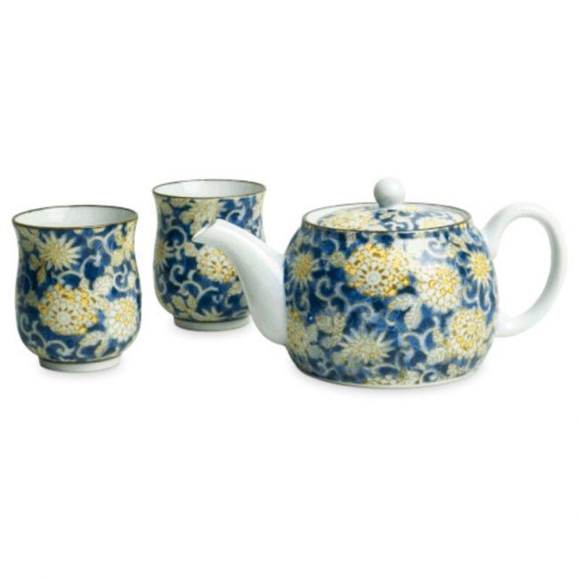 Conjunto de chá "flores amarelas" 3 peças