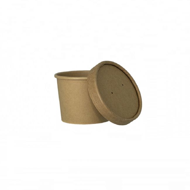 Tarrina e sopa de tampa - Kraft 240ml (9x6cm) 25UDS