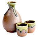 Conjunto de saquê "marrom verde"