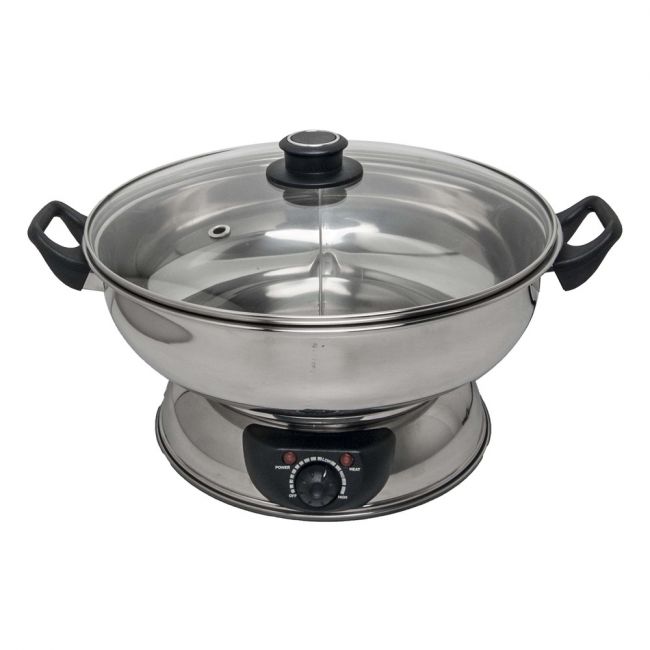 Pote para fondue elétrica 2 divisões. Medidas. 30cm
