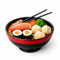 Comida asiática: japonês, chinês, tailandês, ...